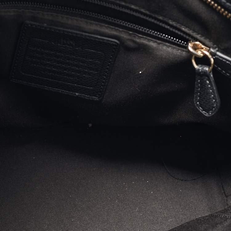 Pre Owned Coach Black Leather City Top Zip Tote
