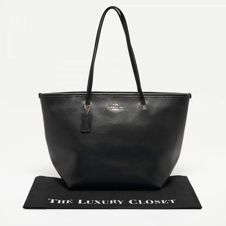 Pre Owned Coach Black Leather City Top Zip Tote