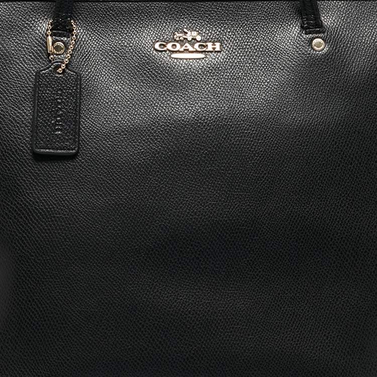 Pre Owned Coach Black Leather City Top Zip Tote