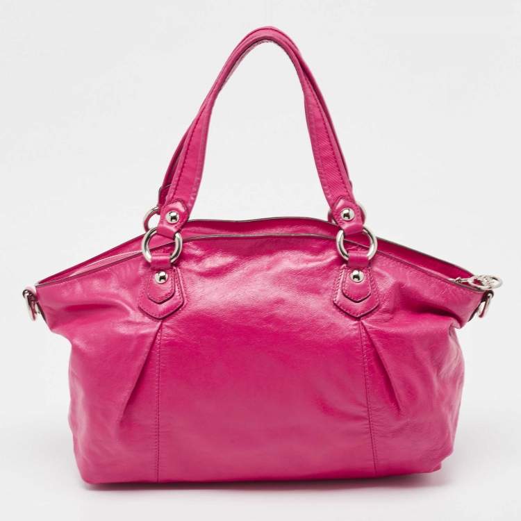 Pre Owned Coach Pink Leather Poppy Shoulder Bag