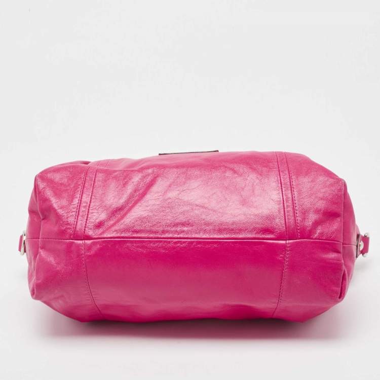 Pre Owned Coach Pink Leather Poppy Shoulder Bag