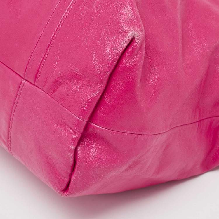 Pre Owned Coach Pink Leather Poppy Shoulder Bag