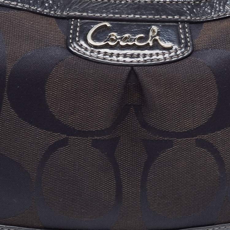 مملوكة مسبقًا Coach Black Signature Canvas and Patent Leather Shoulder Bag