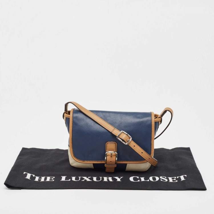 Pre Owned Coach Tri Color Leather Crossbody Bag