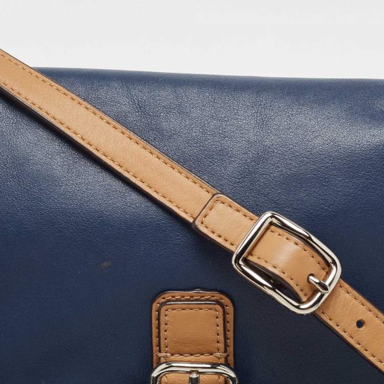 Pre Owned Coach Tri Color Leather Crossbody Bag
