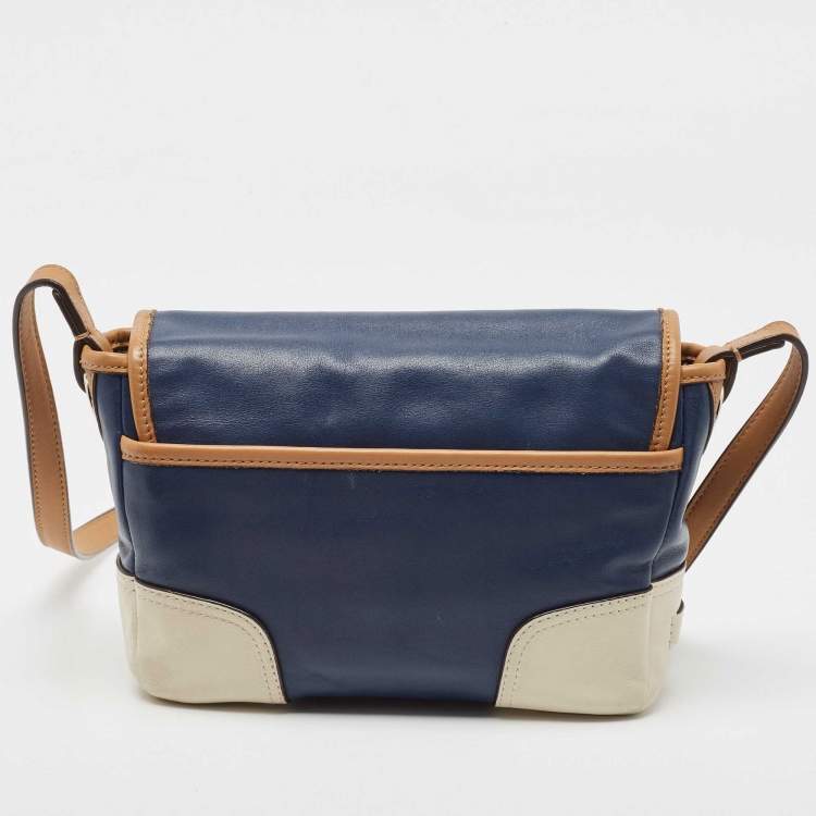 Pre Owned Coach Tri Color Leather Crossbody Bag