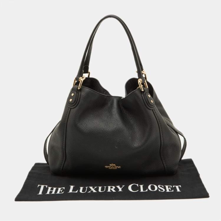 Pre Owned Coach Black Leather Edie 28 Satchel