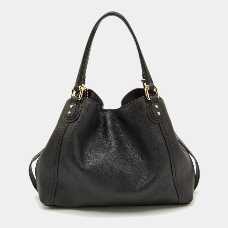 Pre Owned Coach Black Leather Edie 28 Satchel