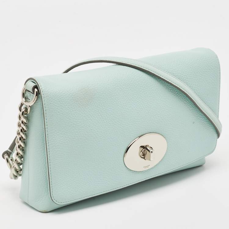 Pre Owned Coach Light Turquoise Leather Crosstown Crossbody Bag
