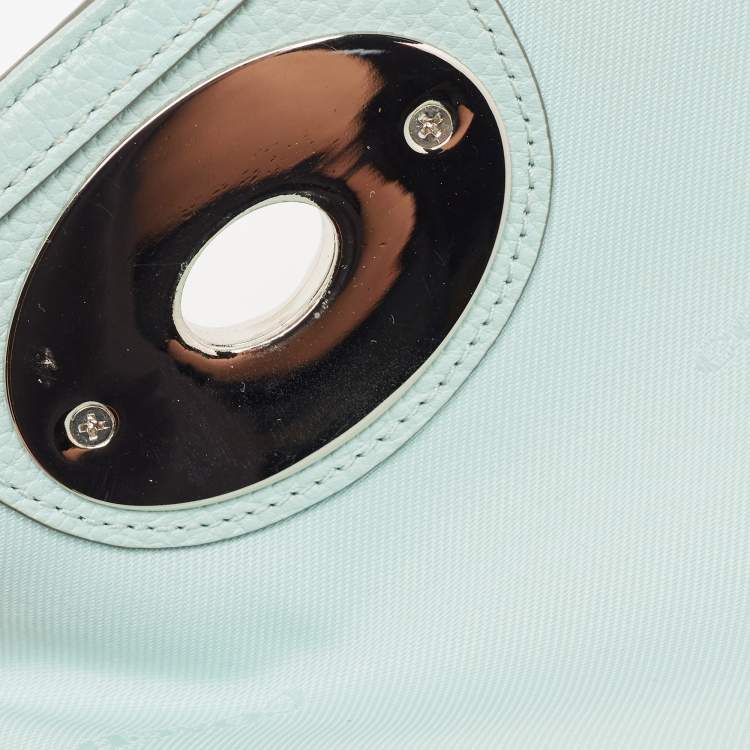 Pre Owned Coach Light Turquoise Leather Crosstown Crossbody Bag
