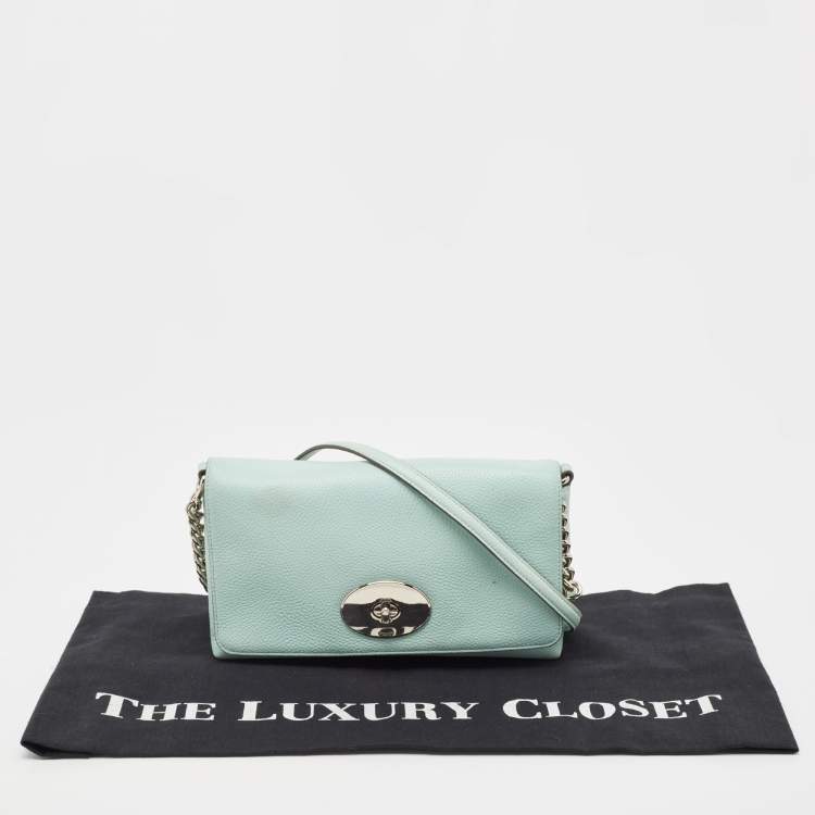 Pre Owned Coach Light Turquoise Leather Crosstown Crossbody Bag
