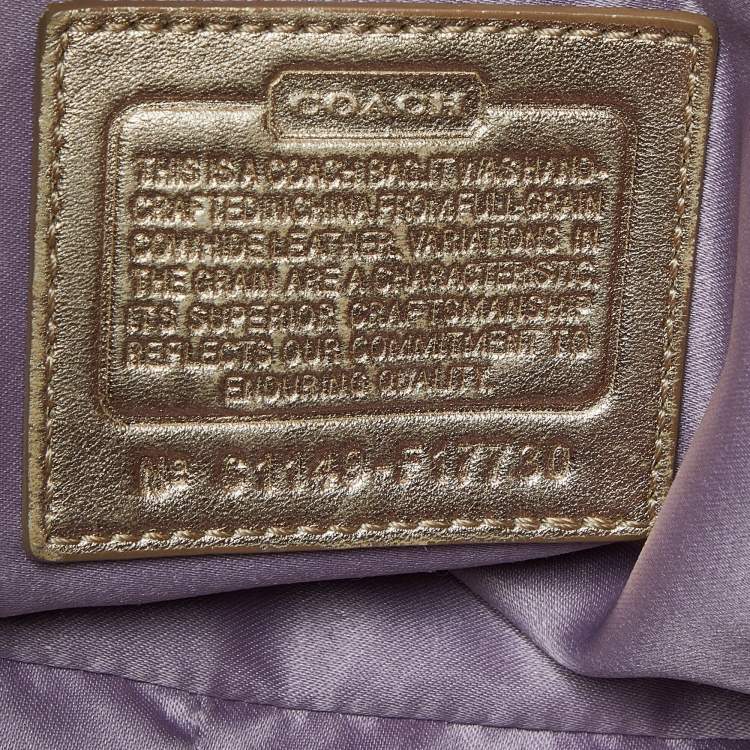 Pre Owned Coach Gold Signature Embossed Leather East West Gallery Tote