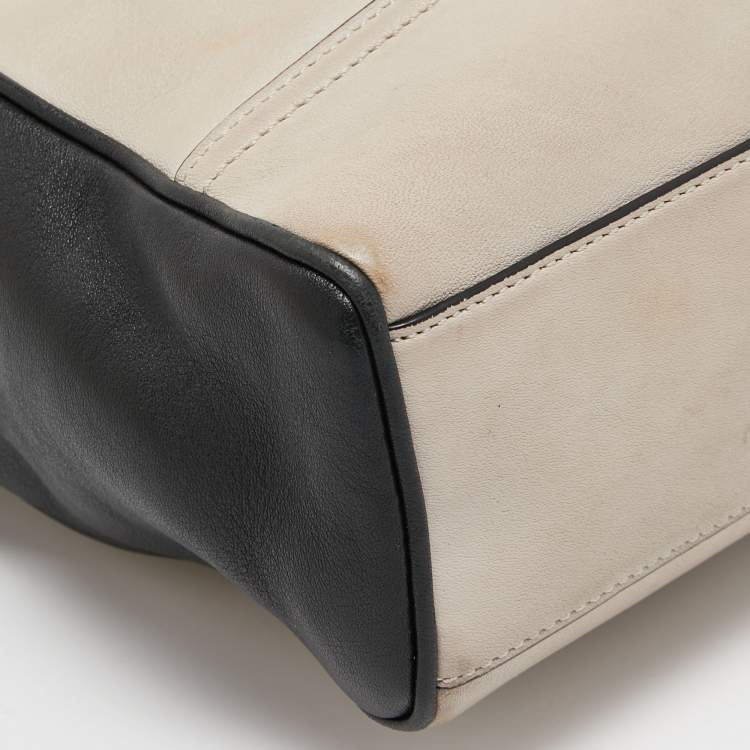 Pre Owned Coach Black/Beige Leather Tassel Tote