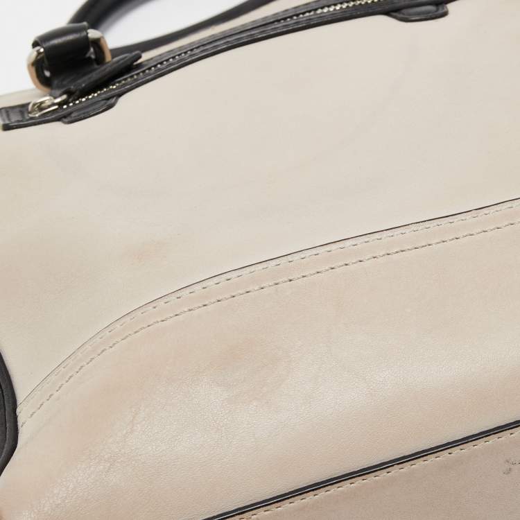 Pre Owned Coach Black/Beige Leather Tassel Tote