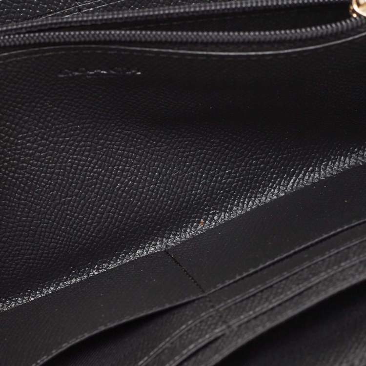 Pre Owned Coach Black Leather Accordion Zip Around Continental Wallet