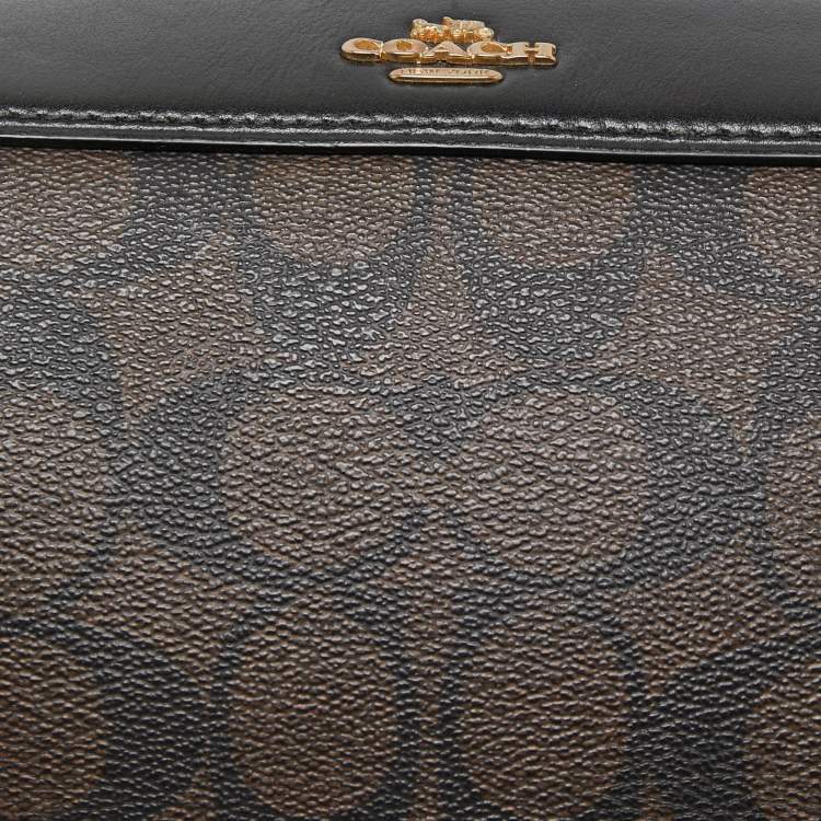 Pre Owned Coach Brown/Black Signature Coated Canvas and Leather Bennett Crossbody Bag