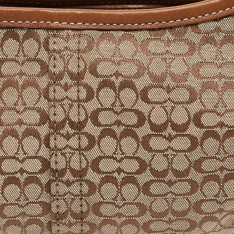 Pre Owned Coach Beige/Brown Signature Canvas and Leather Soho Hobo