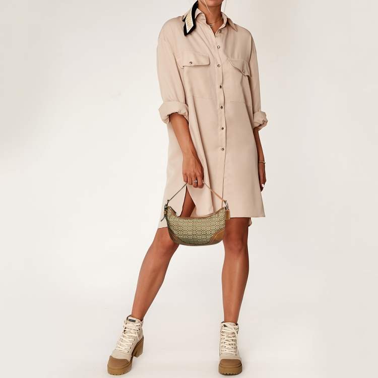 Pre Owned Coach Beige/Brown Signature Canvas and Leather Soho Hobo