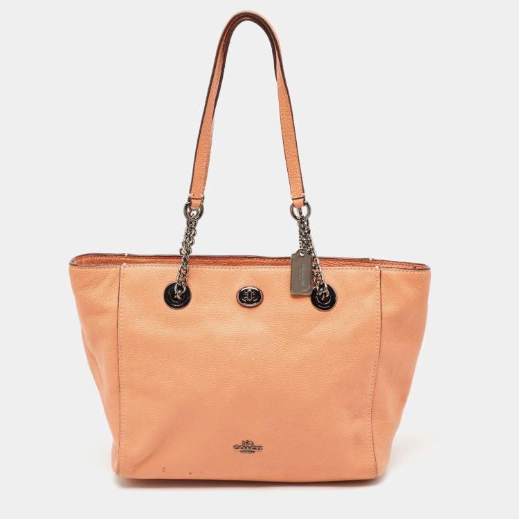 Coach turnlock chain discount tote