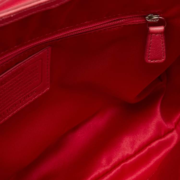 Pre Owned Coach Coral Pink Leather Poppy Flap Shoulder Bag