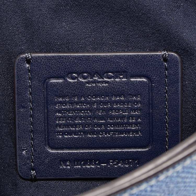 Pre Owned Coach Blue Textured Leather Flap Cassidy Chain Shoulder Bag