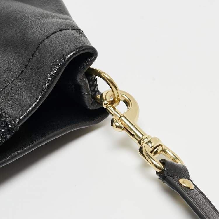 مملوكة مسبقًا Coach Black Leather and Snakeskin Embossed Leather Ashley Tote