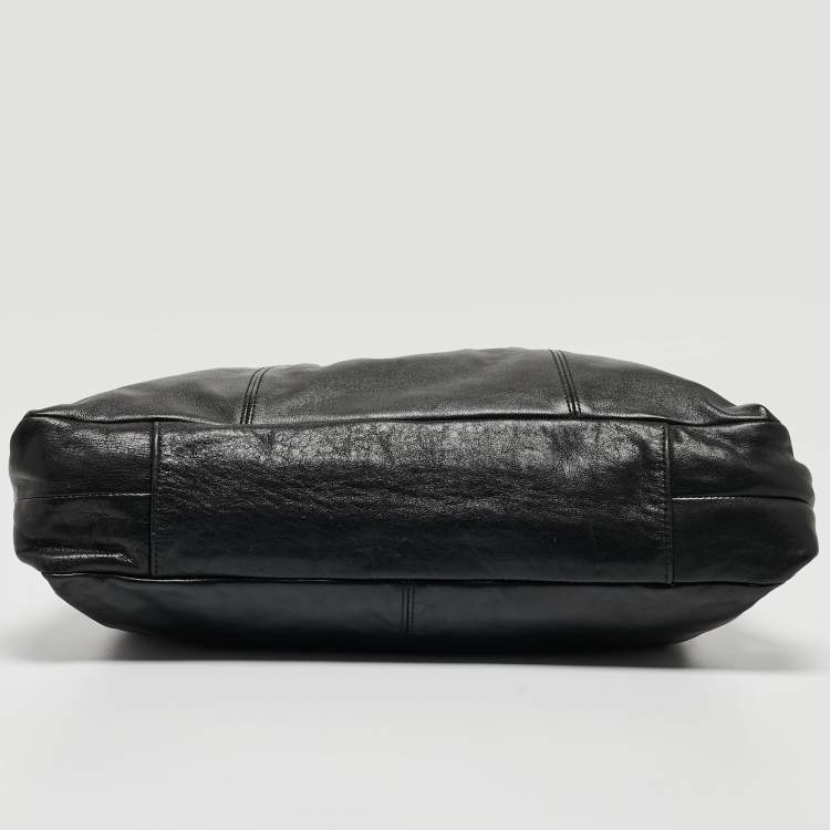 مملوكة مسبقًا Coach Black Leather and Snakeskin Embossed Leather Ashley Tote