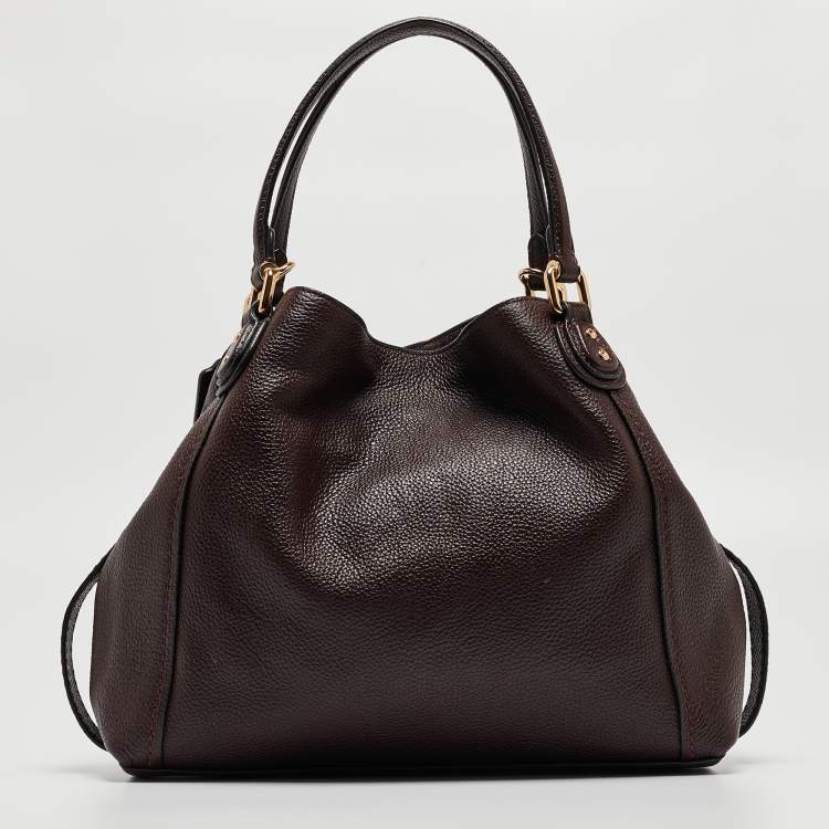 Pre Owned Coach Dark Burgundy Leather Edie Satchel