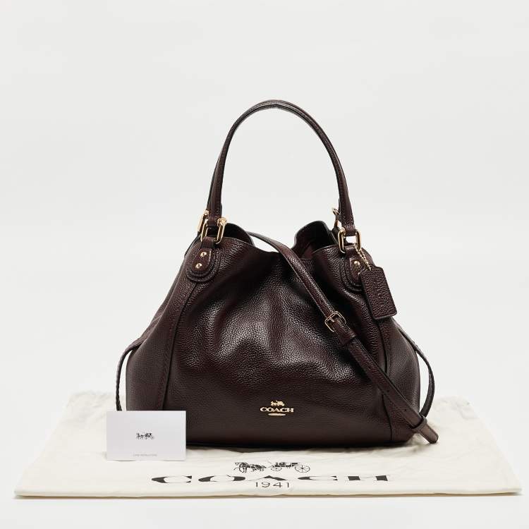 Pre Owned Coach Dark Burgundy Leather Edie Satchel