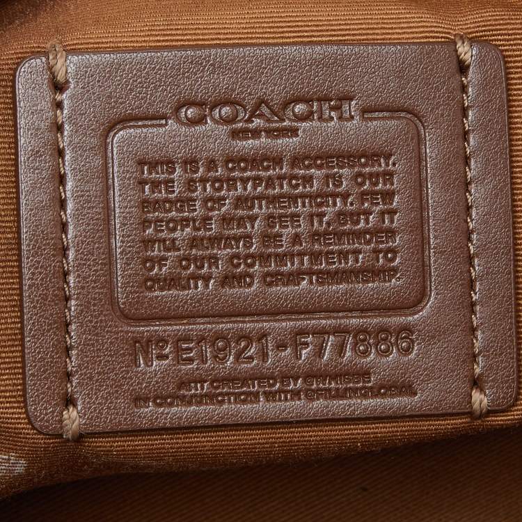 Pre Owned Coach Cream/Orange Signature Leather Gummy Bear Zip Pouch