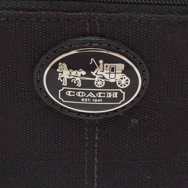 Pre Owned Coach Black Signature Canvas Zip Skinny ID Case