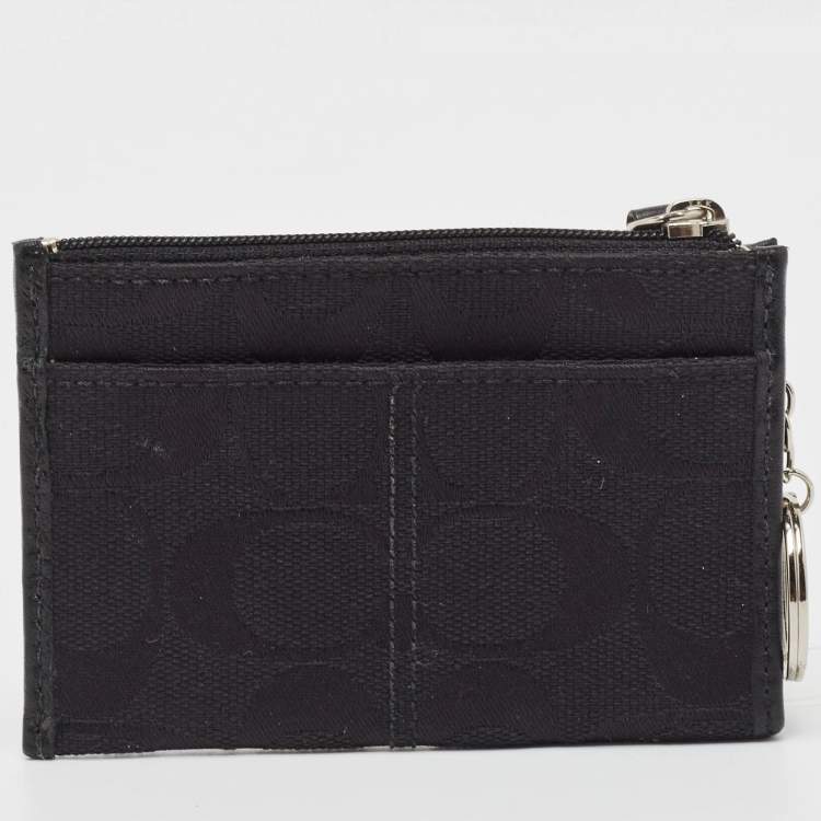 Pre Owned Coach Black Signature Canvas Zip Skinny ID Case