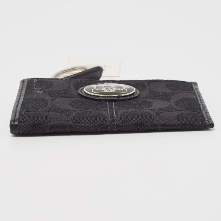 Pre Owned Coach Black Signature Canvas Zip Skinny ID Case