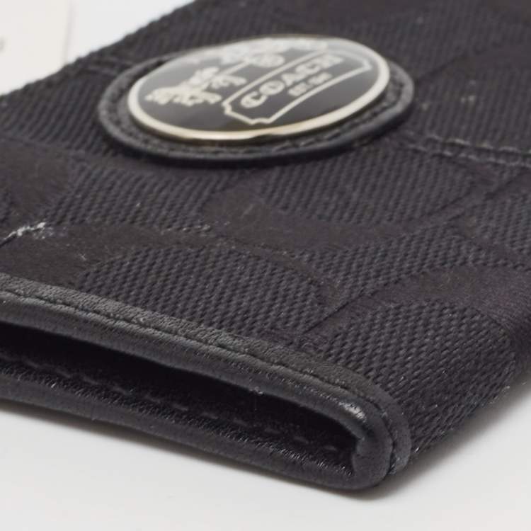 Pre Owned Coach Black Signature Canvas Zip Skinny ID Case