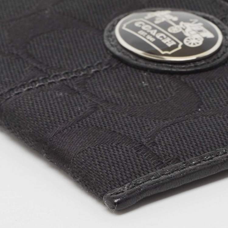 Pre Owned Coach Black Signature Canvas Zip Skinny ID Case