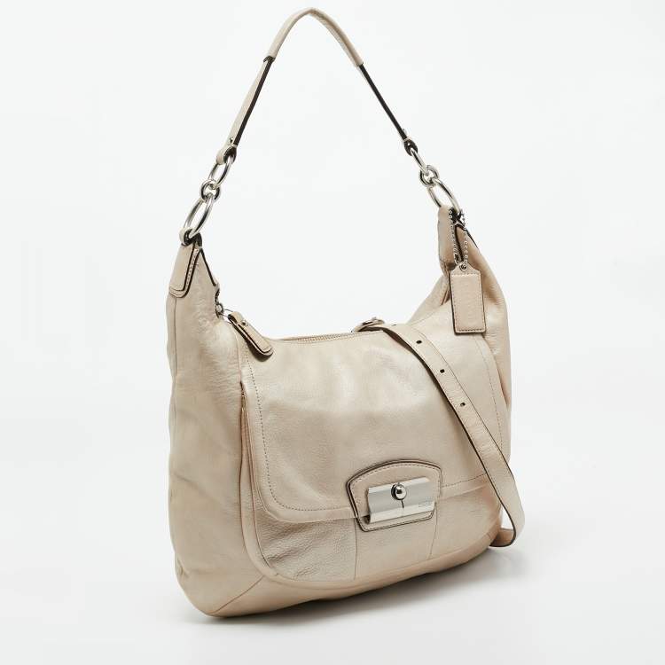 Pre Owned Coach Ivory Leather Kristin Hobo