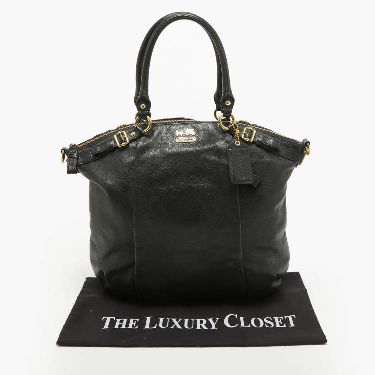Pre Owned Coach Black Leather Sophia Madison Tote