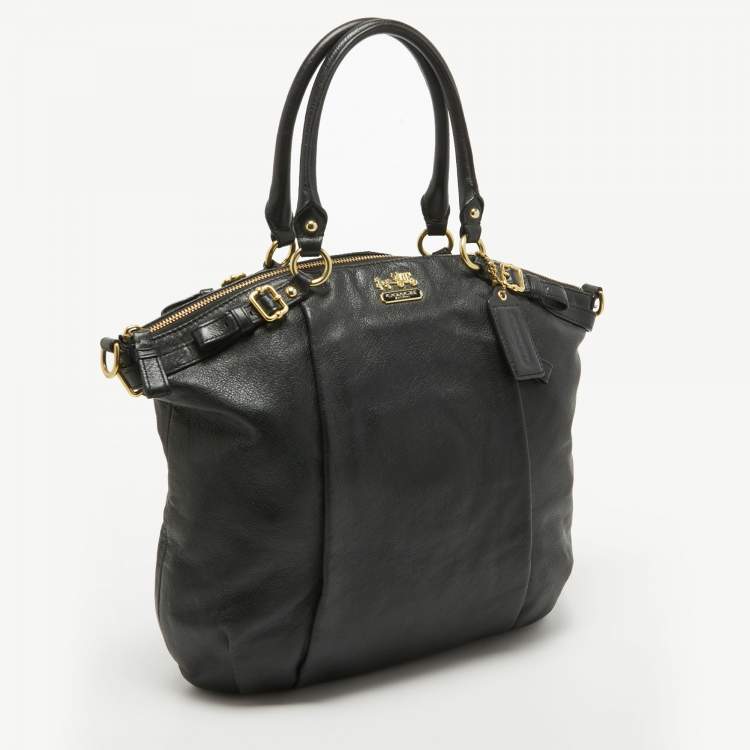 Pre Owned Coach Black Leather Sophia Madison Tote
