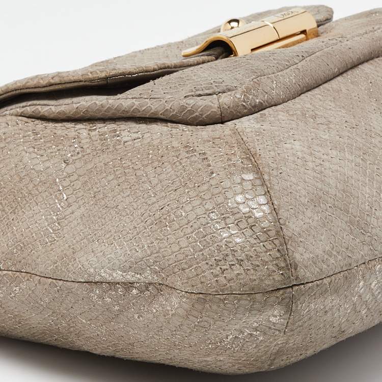 Pre Owned Coach Grey Python Embossed Leather and Leather Kristin Hobo