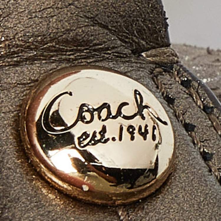 Pre Owned Coach Grey Python Embossed Leather and Leather Kristin Hobo