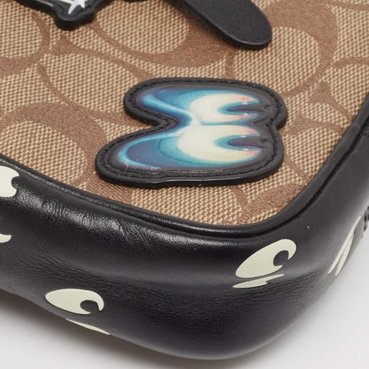 مملوكة مسبقًا Coach X Disney Black/Beige Signature Coated Canvas and Leather Crossbody Bag