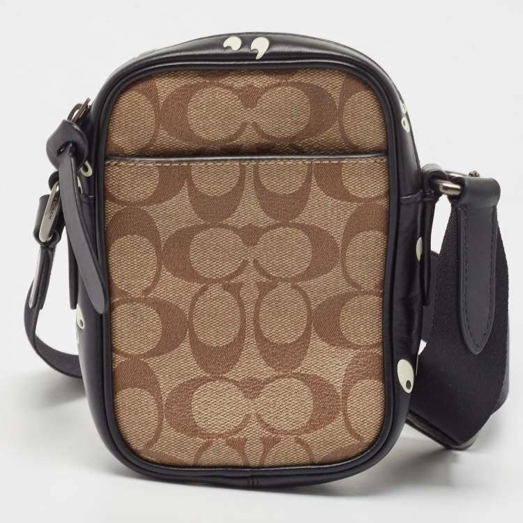 مملوكة مسبقًا Coach X Disney Black/Beige Signature Coated Canvas and Leather Crossbody Bag