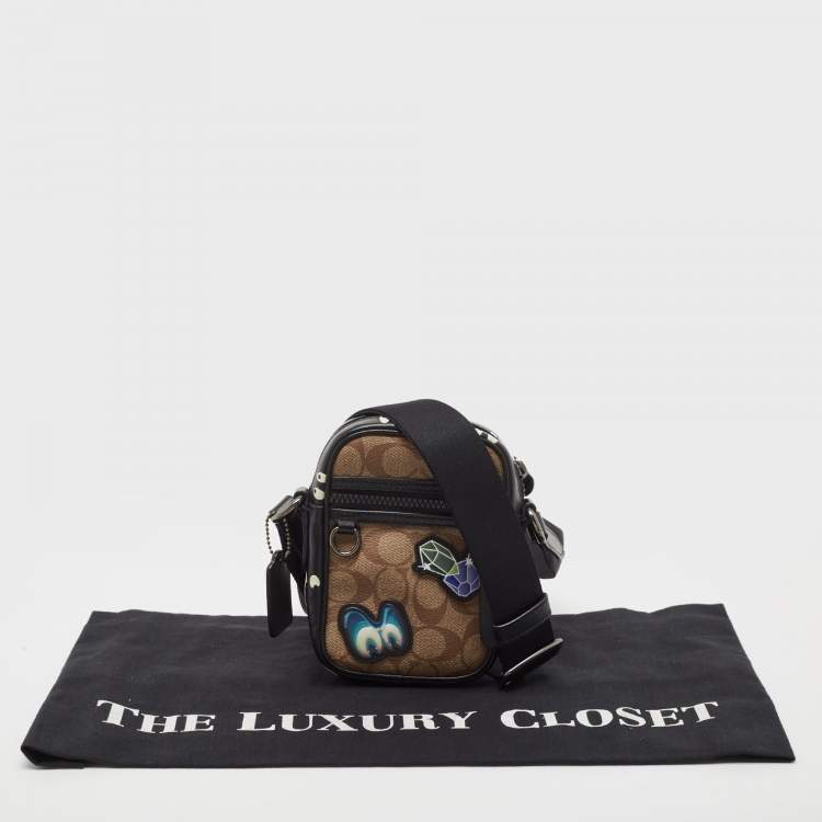 مملوكة مسبقًا Coach X Disney Black/Beige Signature Coated Canvas and Leather Crossbody Bag