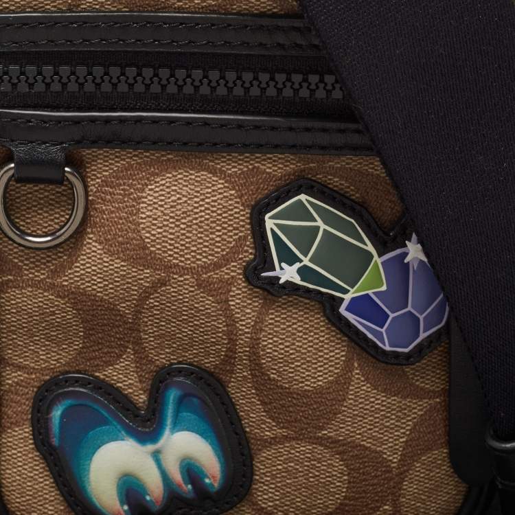 مملوكة مسبقًا Coach X Disney Black/Beige Signature Coated Canvas and Leather Crossbody Bag