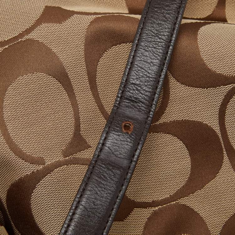 Pre Owned Coach Beige/Brown Signature Canvas and Leather Courtenay Crossbody Bag