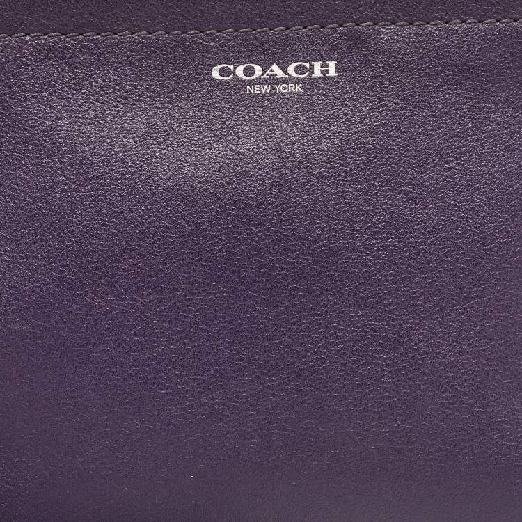 Pre Owned Coach Purple Leather Wristlet Clutch