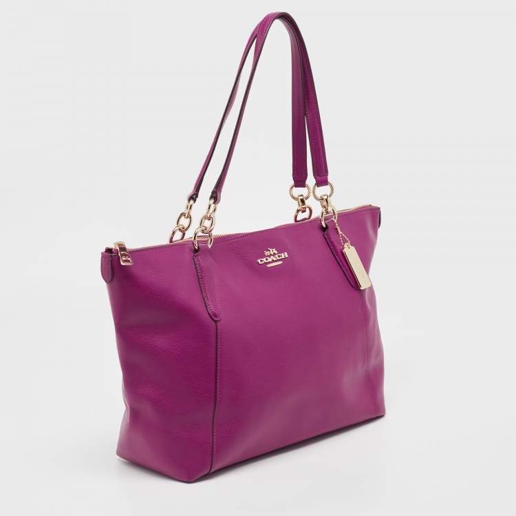 Pre Owned Coach Magenta Leather Ava Tote