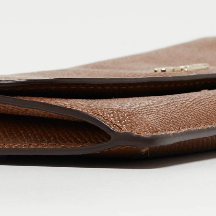 Pre Owned Coach Brown Leather Flap Continental Wallet