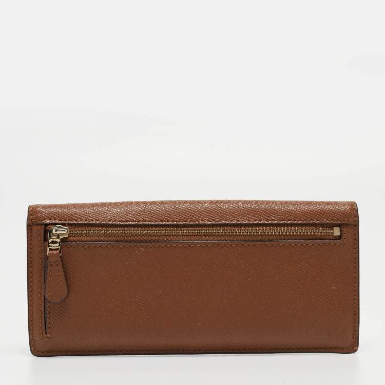 Pre Owned Coach Brown Leather Flap Continental Wallet