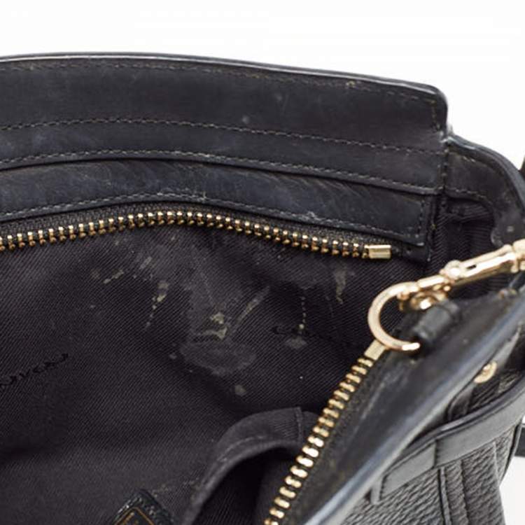 Pre Owned Coach Black Leather Swagger Wristlet Crossbody Bag